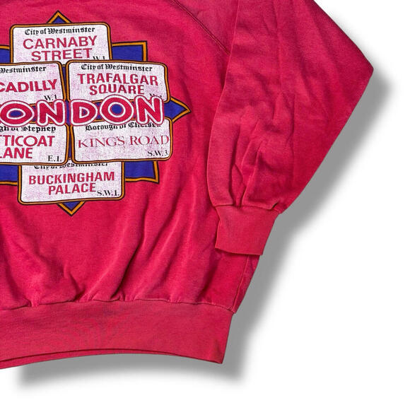 Vintage 80s/90s London Street Signs Crewneck Sweatshirt Made in Portugal Sz L - Picture 6 of 8